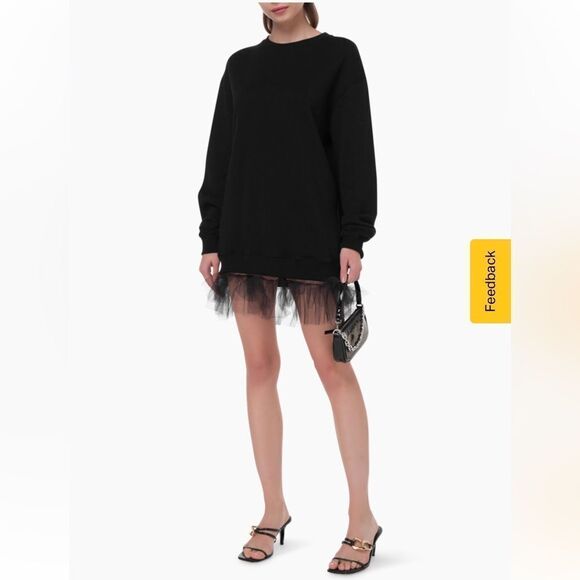 ACT N1 Made in Italy Mini Sweatdress With Tulle in black - Picture 1 of 15